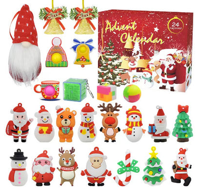 Christmas squeeze toys inside the advent calendar